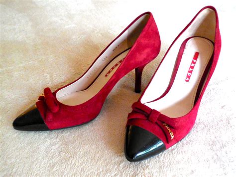 prada red kitten heels|prada chunky heel pumps.